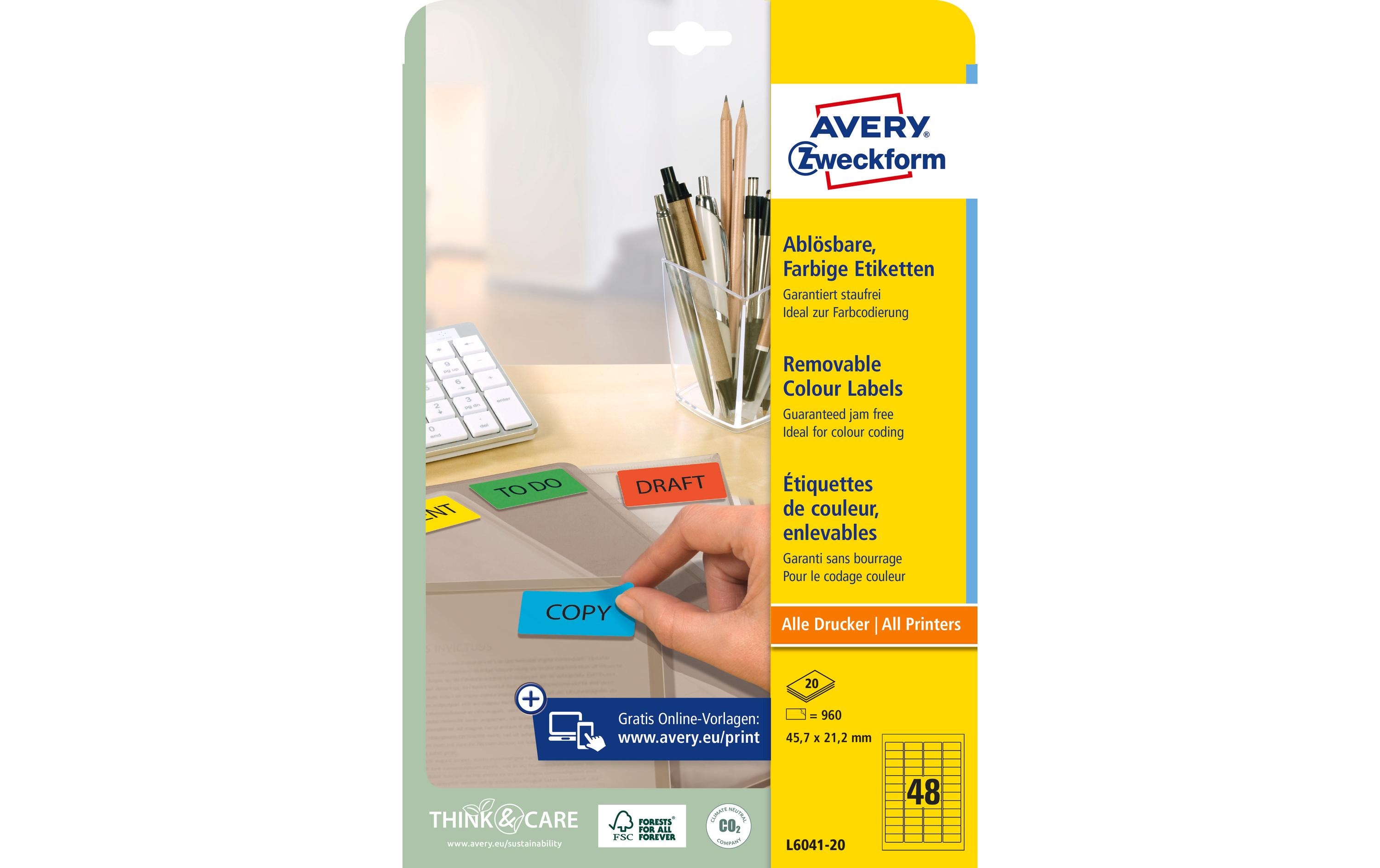 Avery Zweckform Mini-Etiketten 45.7 x 21.2 mm, 20 Blatt Avery Zweckform Mini-Etiketten 45.7 x 21.2 mm, 20 Blatt