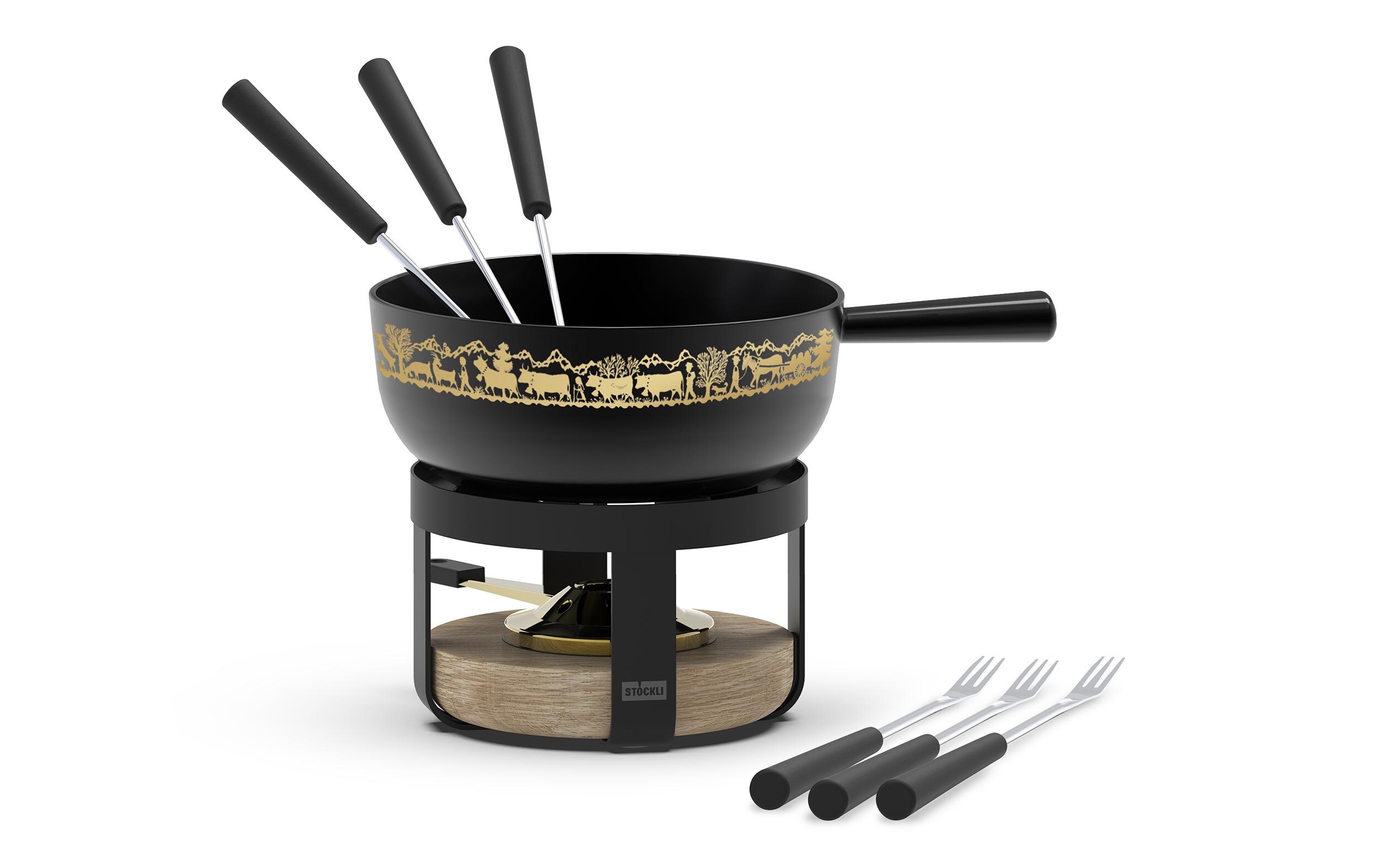 Stöckli Käsefondue-Set Pilatus 8 Teile, Schwarz