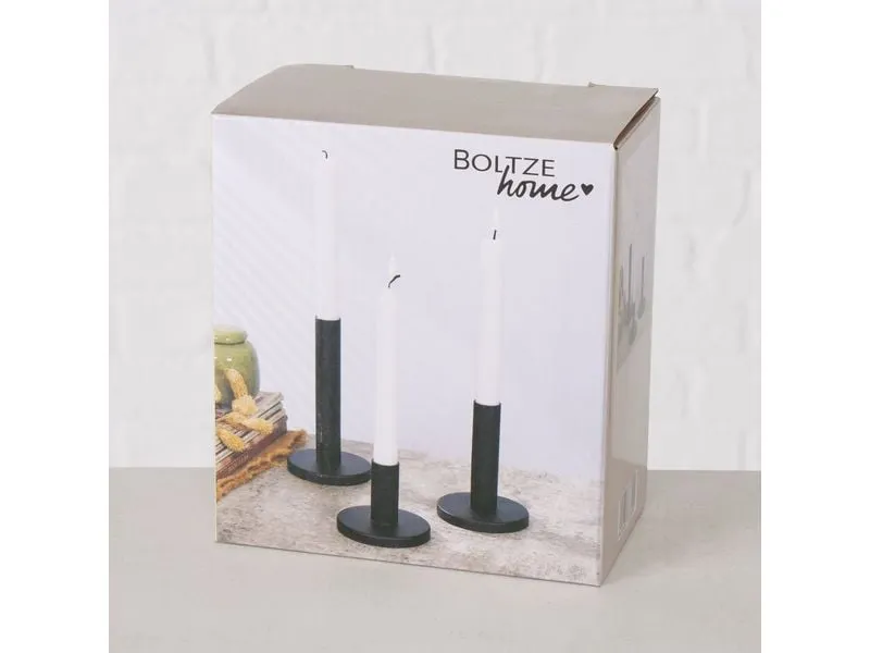 Boltze Kerzenhalter Malko 3-teilig, Schwarz