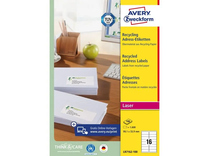 Avery Zweckform Adressetiketten 99.1 x 33.9 mm, 100 Blatt Avery Zweckform Adressetiketten 99.1 x 33.9 mm, 100 Blatt