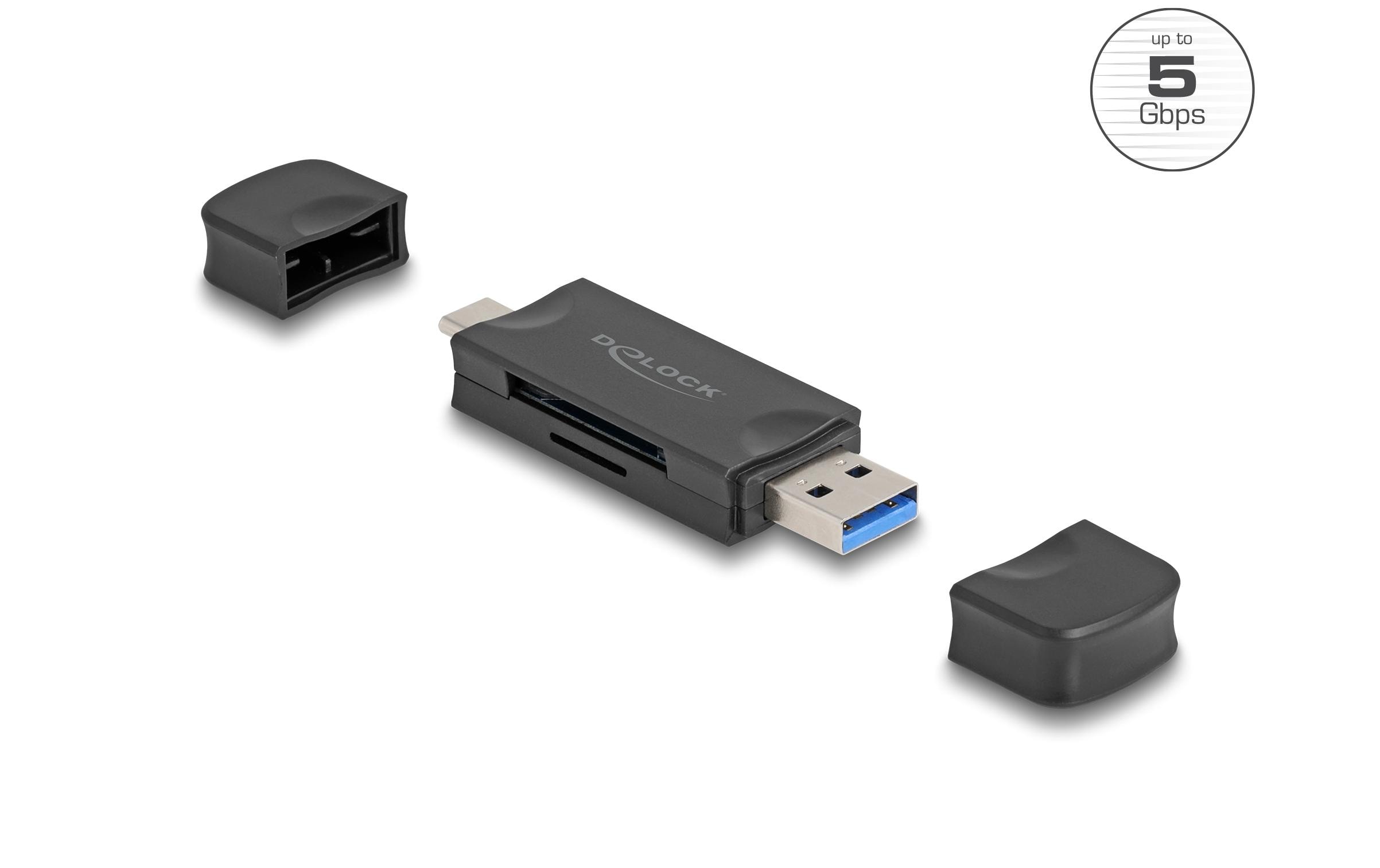 Delock Card Reader Extern USB-C / A für SD und Micro SD