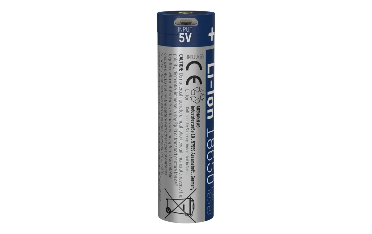 Ansmann Akku 18650 Typ 3400 3250 mAh mit Micro-USB Ladebuchse Ansmann Akku 18650 Typ 3400 3250 mAh mit Micro-USB Ladebuchse