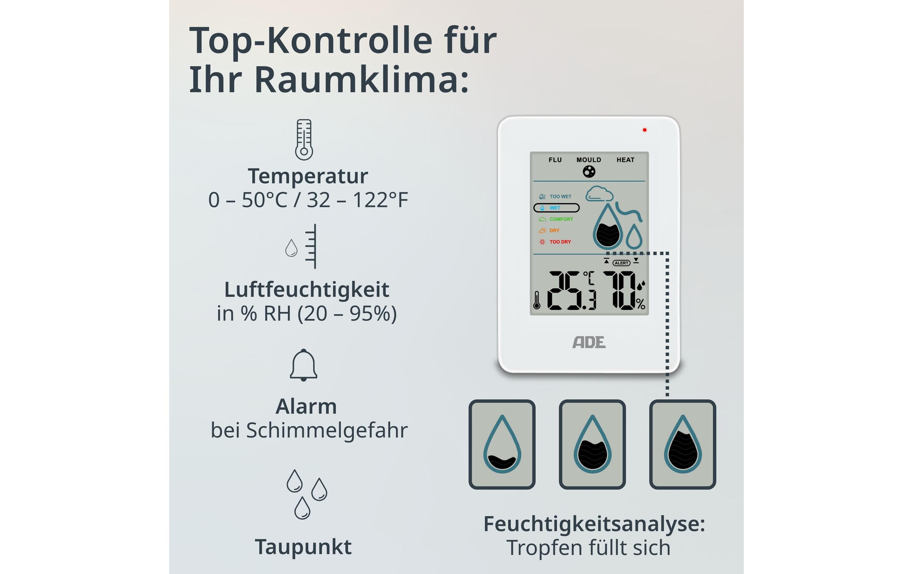 ADE Thermo-/Hygrometer digital Weiss
