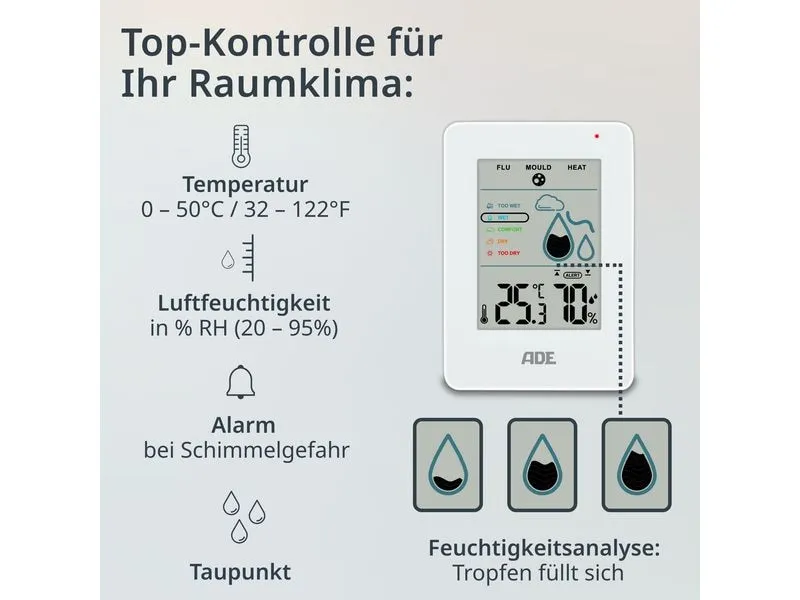 ADE Thermo-/Hygrometer digital Weiss