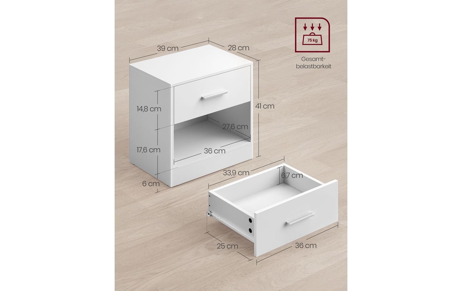 VASAGLE Nachttisch 39 x 41 cm, Weiss