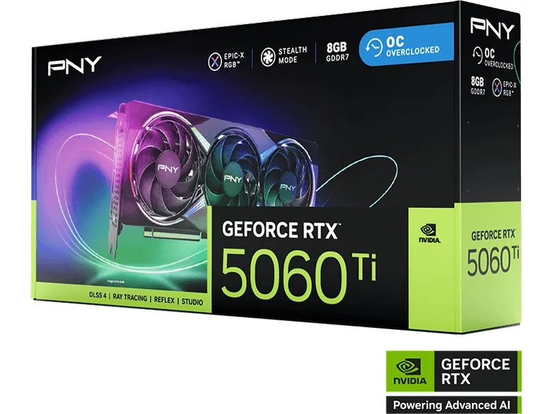 PNY GeForce RTX 5060 Ti Epic-X 8 GB GDDR7, ARGB, OC, Triple Fan
