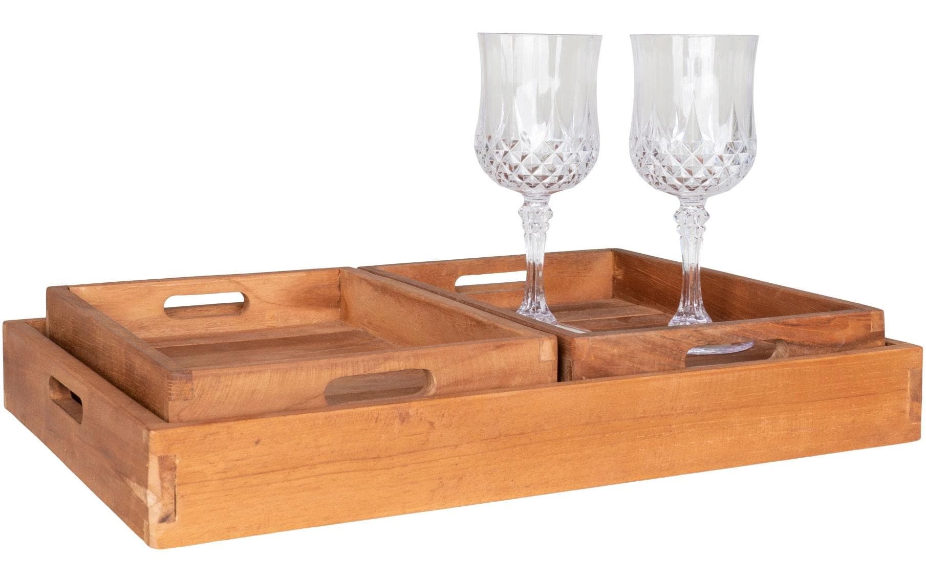 House Nordic Serviertablett Faro 3-er Set, Braun