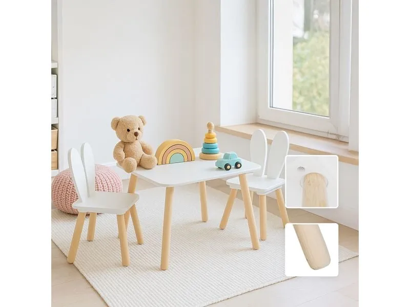 relaxdays Kindersitzgruppe Kaninchenohren Hellbraun; Weiss