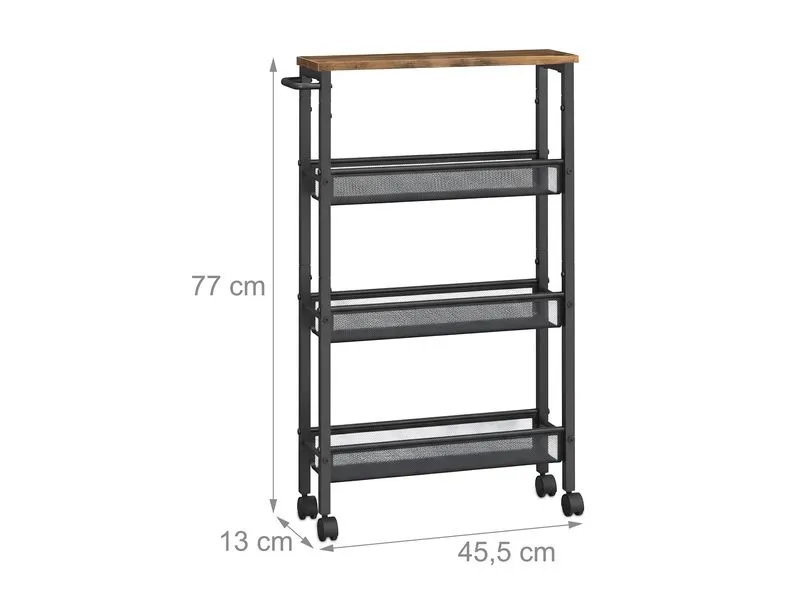 relaxdays Nischenwagen 77 x 13 x 45.5 cm Schwarz/Braun relaxdays Nischenwagen 77 x 13 x 45.5 cm Schwarz/Braun