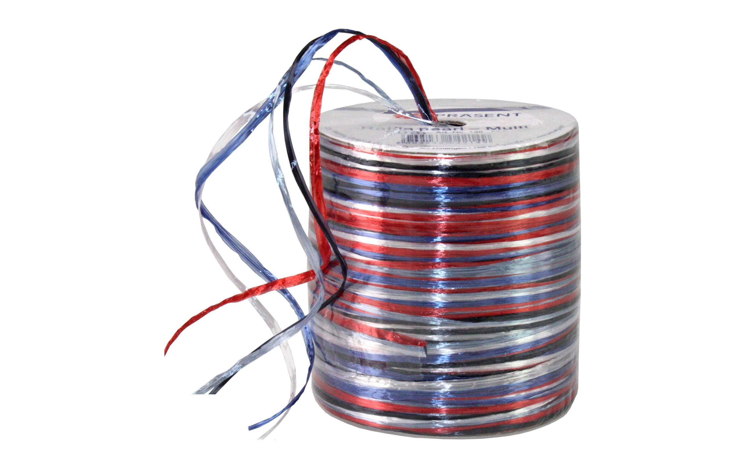 Pattberg Geschenkband Raffia Pearl 50 m, Blau/Rot/Weiss