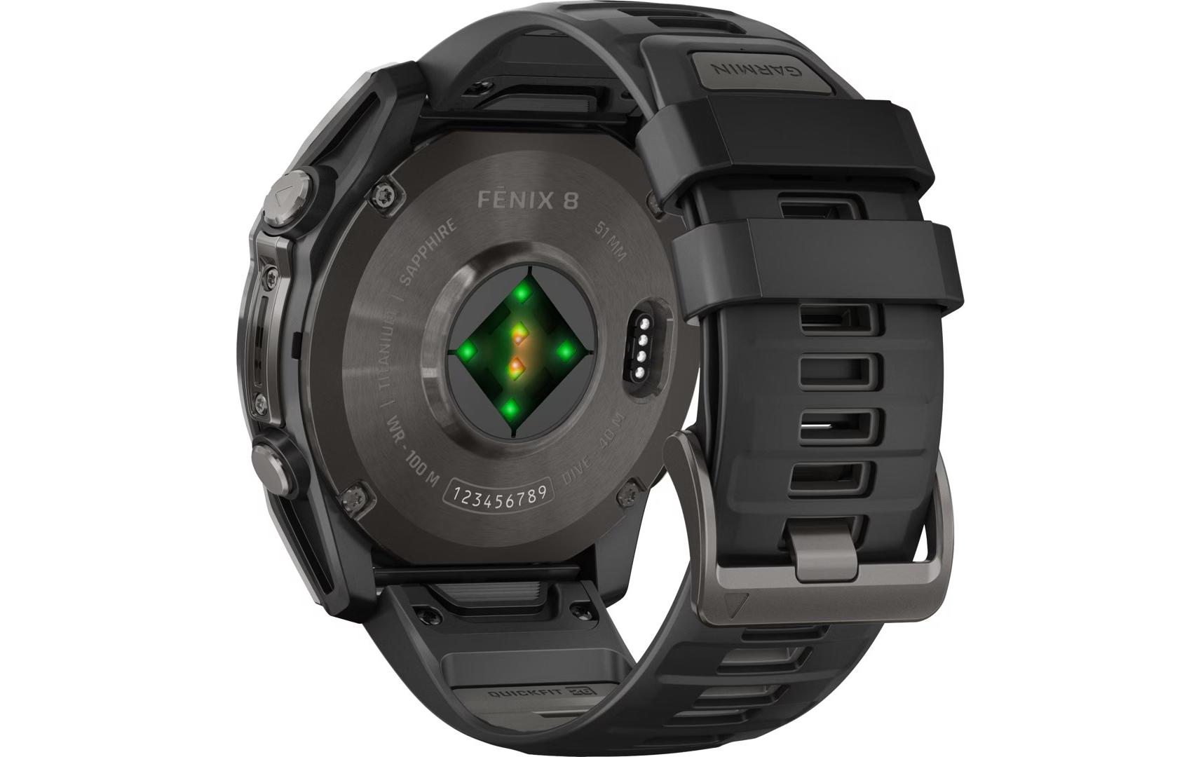 GARMIN Sportuhr Fenix 8 AMOLED Sapphire, 51 mm Dunkelgrau