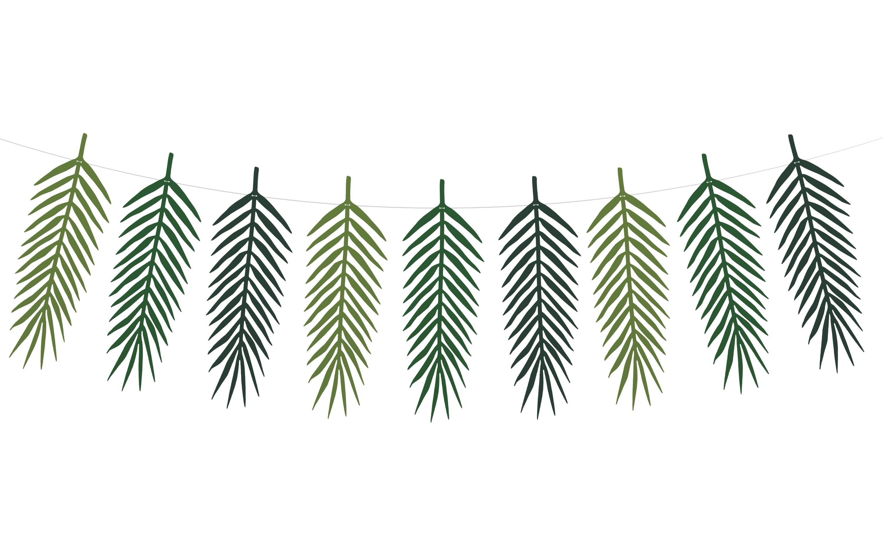 Partydeco Girlande Aloha Blätter 125 x 35 cm, Grün