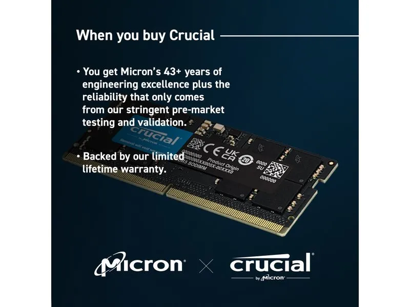 Crucial SO-DDR5-RAM CT32G56C46S5 5600 MHz 1x 32 GB Crucial SO-DDR5-RAM CT32G56C46S5 5600 MHz 1x 32 GB