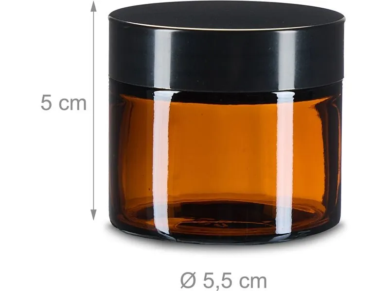 relaxdays Braunglas Salbentiegel 60 ml, 12 Stück