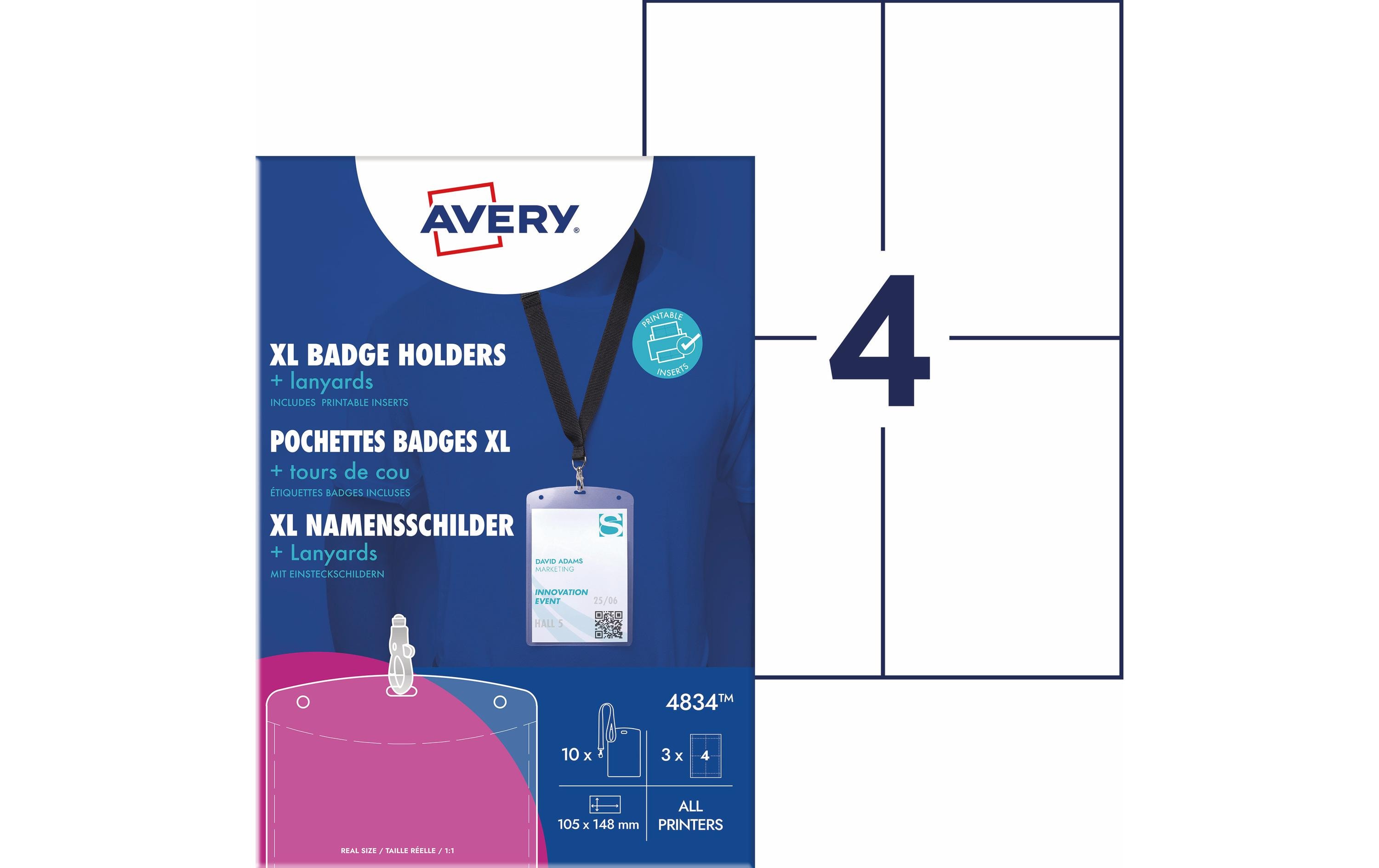 Avery Zweckform Namensschild mit Textilband 148 x 105 mm, 10 Stück Avery Zweckform Namensschild mit Textilband 148 x 105 mm, 10 Stück