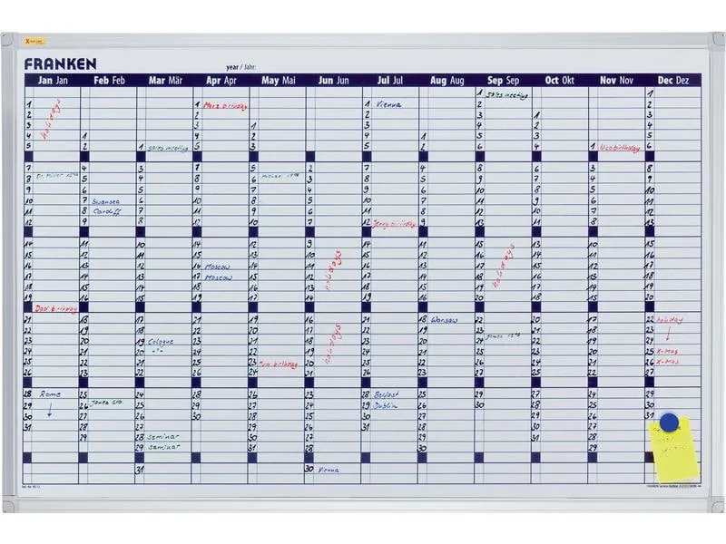 Franken Kalender Jahreskalender X-tra!Line 60 cm x 90 cm, Weiss