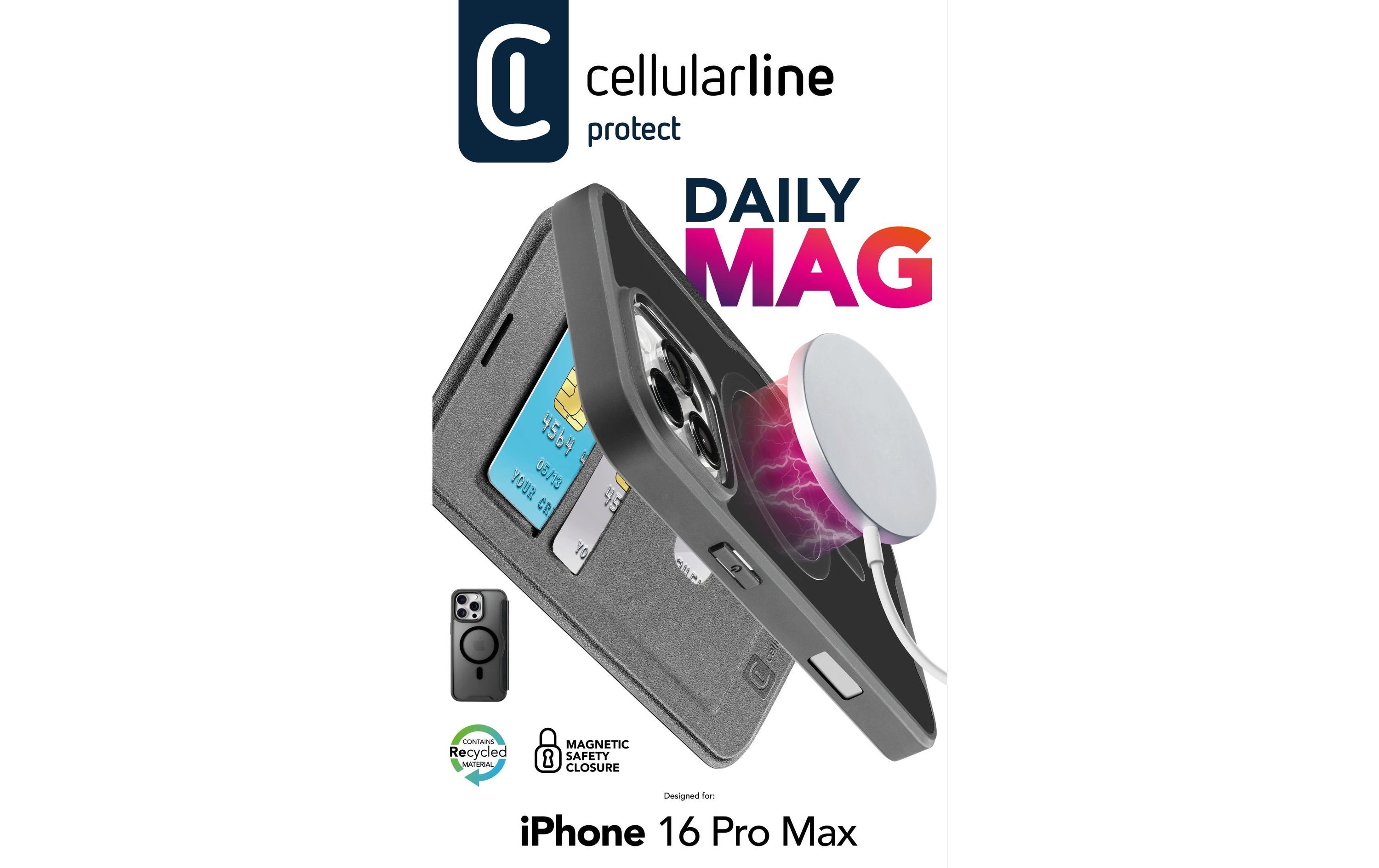 Cellular Line Book Cover Book Case iPhone 16 Pro Max Black Cellular Line Book Cover Book Case iPhone 16 Pro Max Black