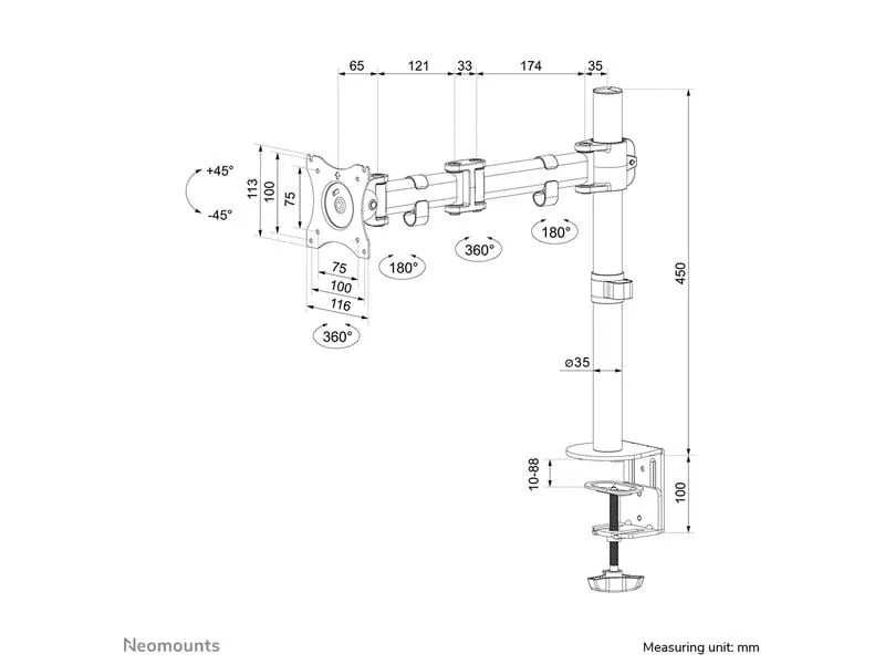 NEOMOUNTS Tischhalterung NM-D135 bis 8 kg – Schwarz NEOMOUNTS Tischhalterung NM-D135 bis 8 kg – Schwarz
