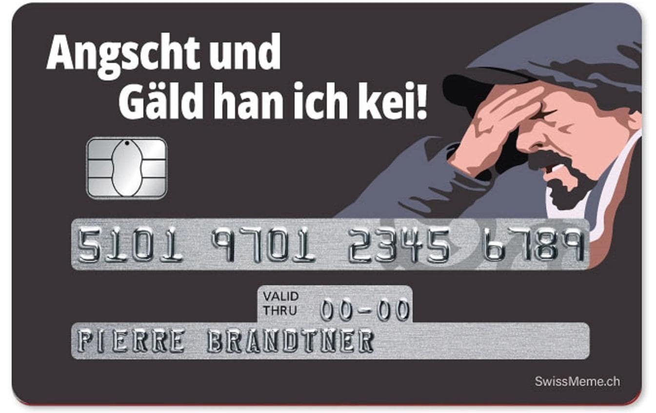 Swissmeme Kreditkarten-Sticker Angscht und Gäld, 8.4 x 5.3 cm