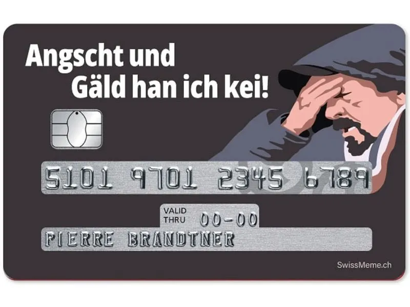 Swissmeme Kreditkarten-Sticker Angscht und Gäld, 8.4 x 5.3 cm