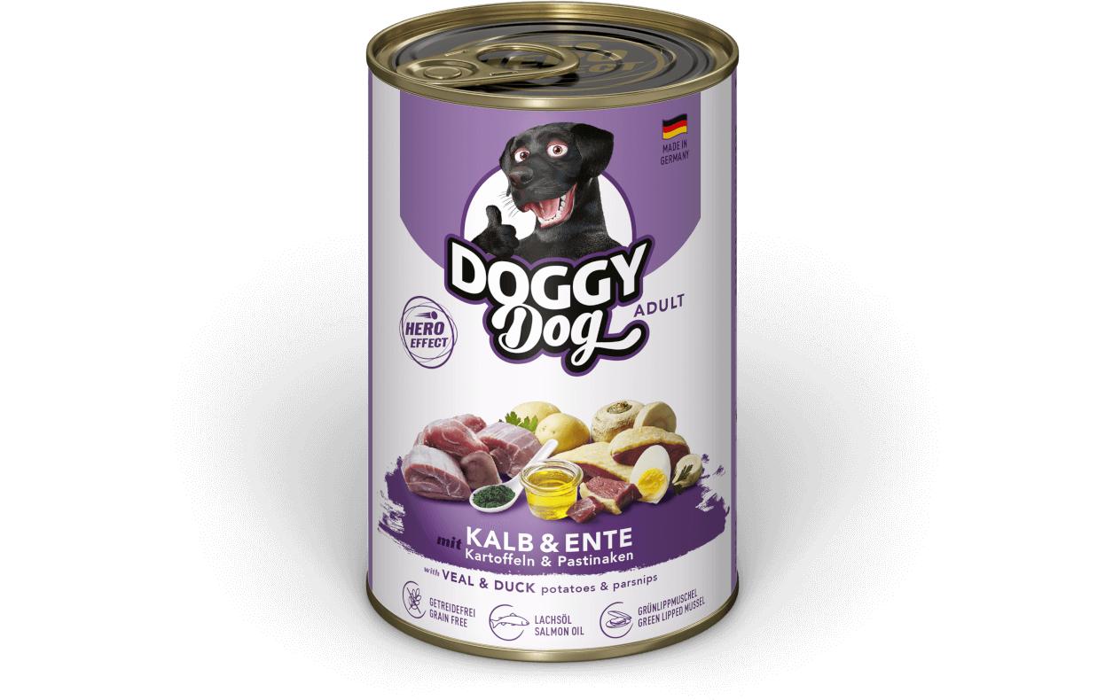 DOGGY Dog Nassfutter DoggyDog Dose Kalb, Ente Adult 400 g