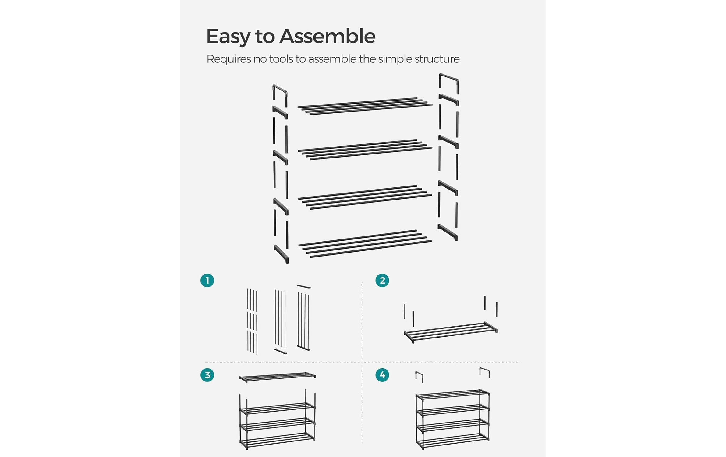 Songmics Schuhregal 92 x 74 cm, Schwarz