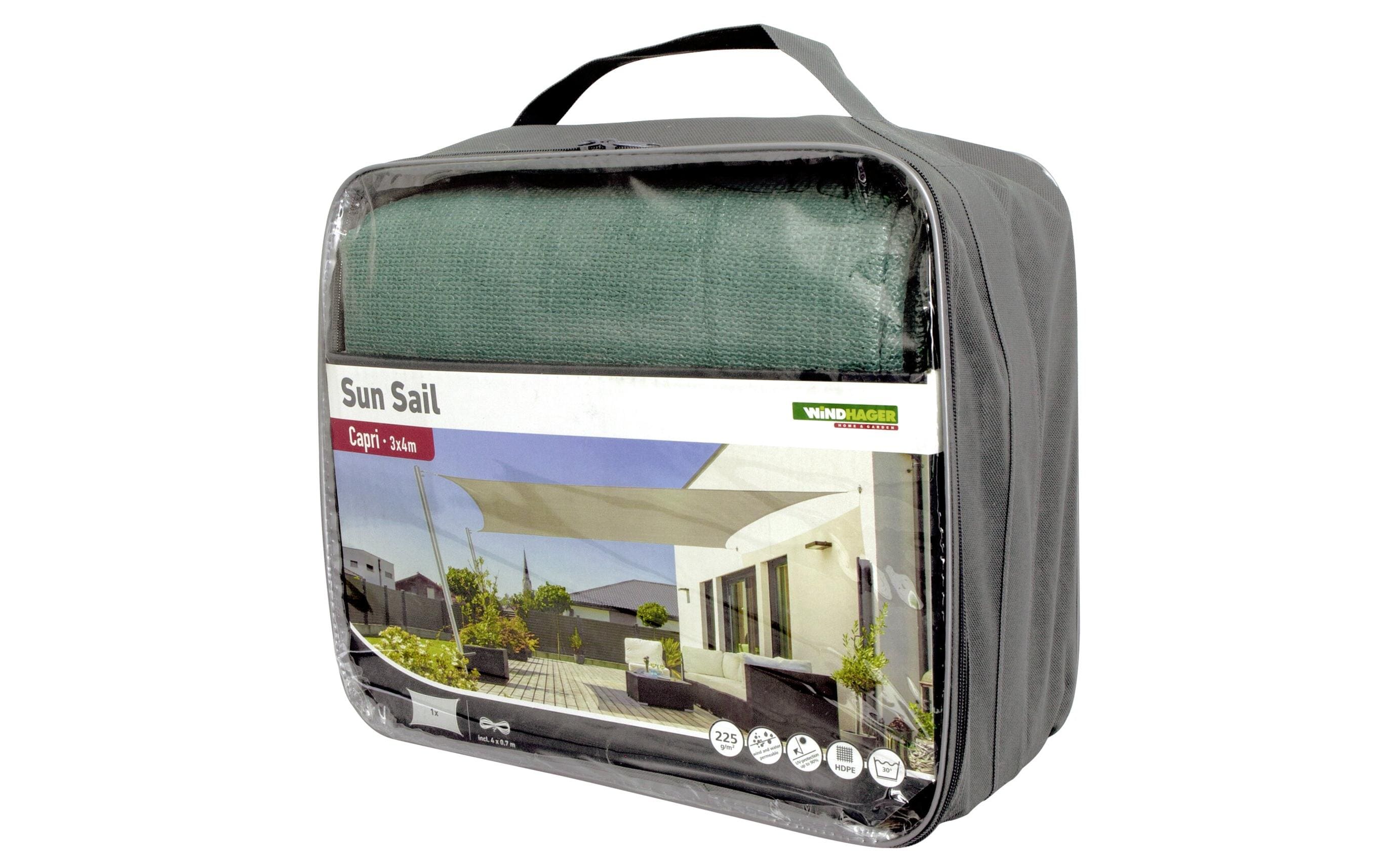 Windhager Sonnensegel Capri, 300 x 400 cm, Eckig, Grau
