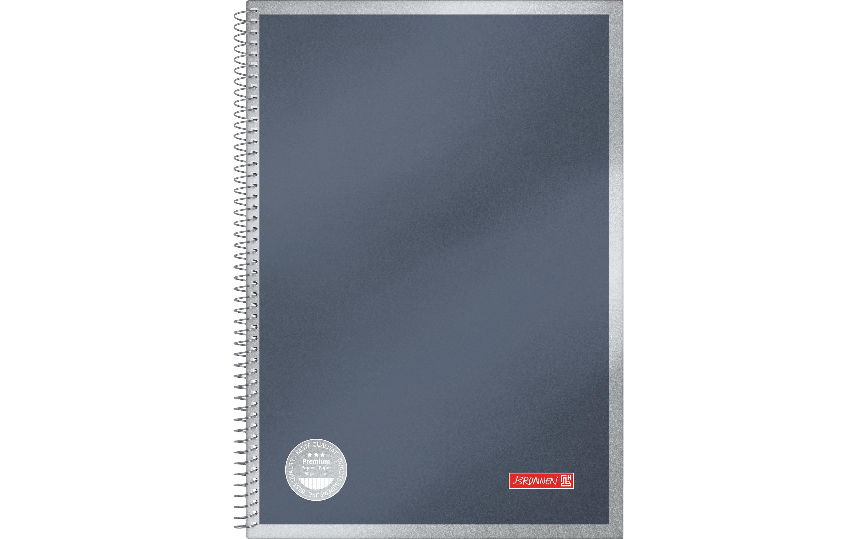Brunnen Notizbuch Premium Metallic A4, kariert, 100 Blatt, Anthrazit