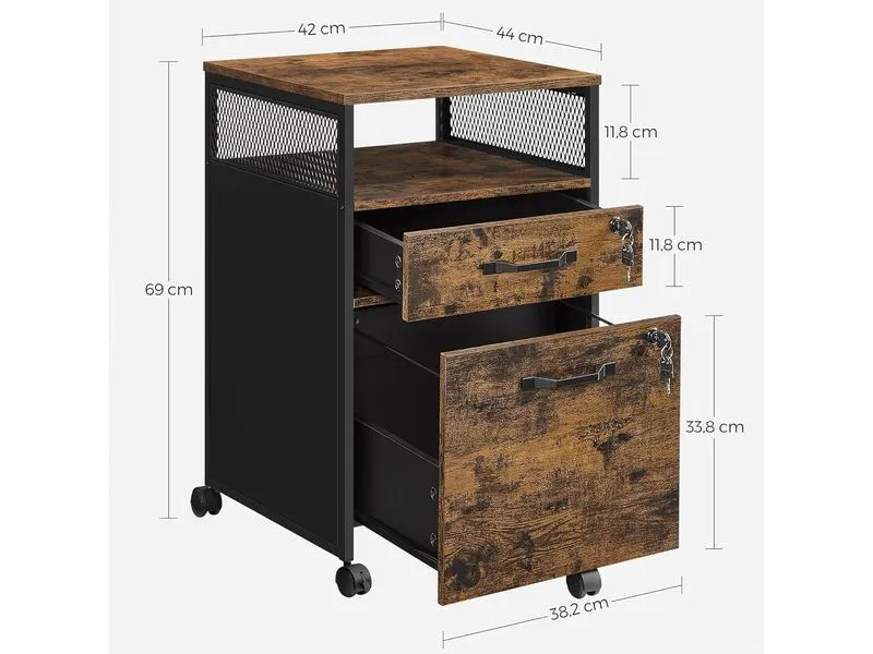 VASAGLE Multifunktionswagen 42 x 44 x 67.4 cm, Braun/Schwarz