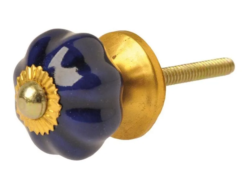 Tranquillo Möbelgriff handgemacht, Ø 3 cm, Dunkelblau/Gold Tranquillo Möbelgriff handgemacht, Ø 3 cm, Dunkelblau/Gold