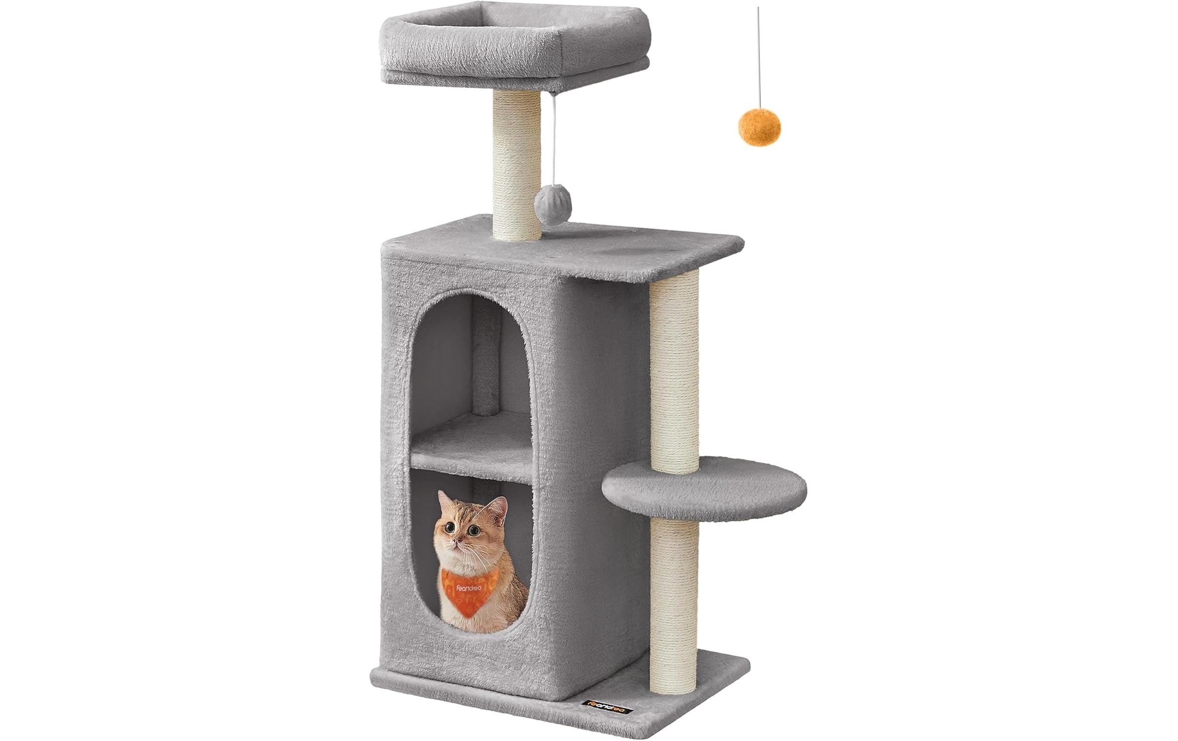 Feandrea Kratzbaum mit 2 Höhlen Hellgrau Feandrea Kratzbaum mit 2 Höhlen Hellgrau