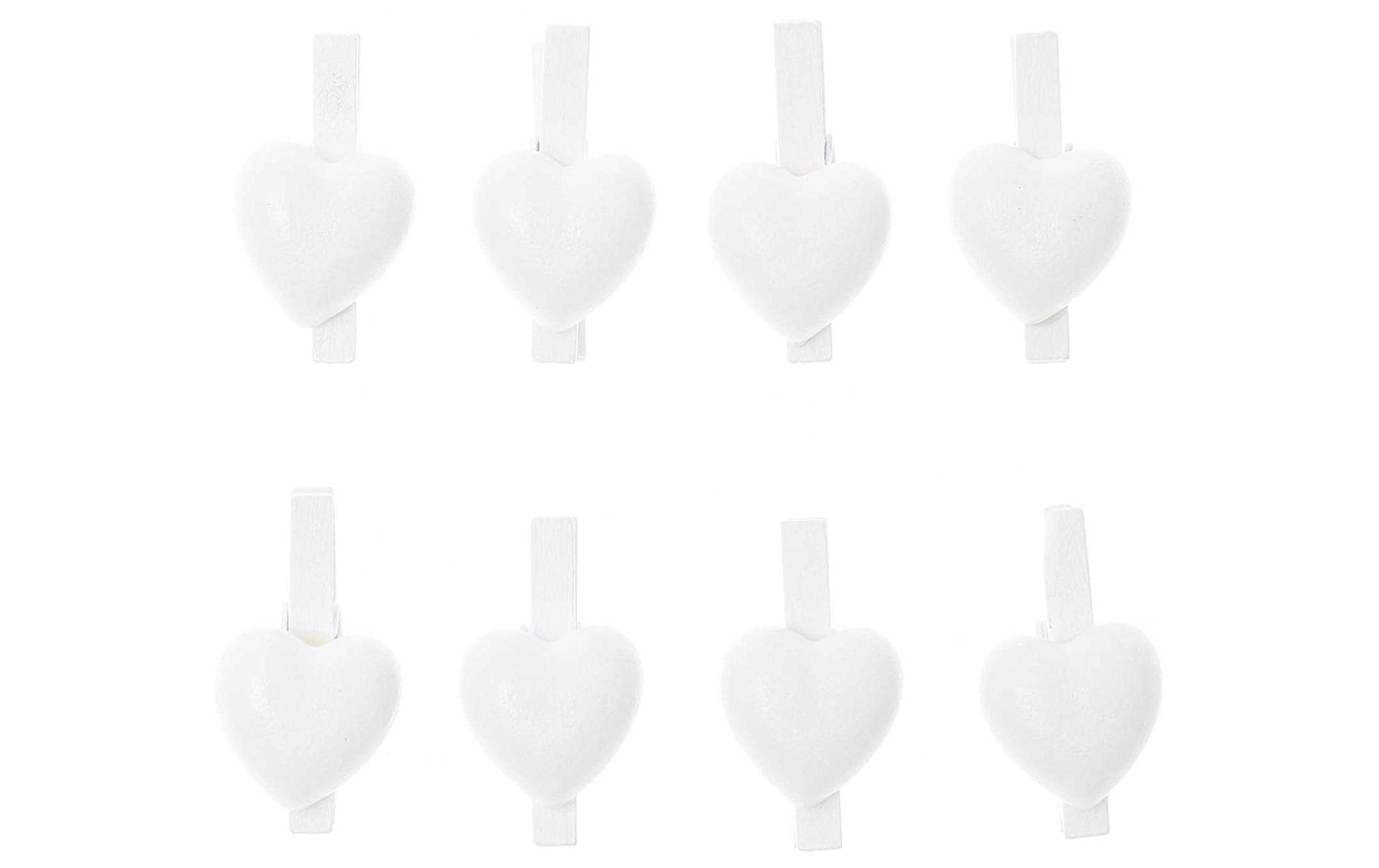 Rico Design Dekoklammer Herz 8 Stück, Weiss Rico Design Dekoklammer Herz 8 Stück, Weiss