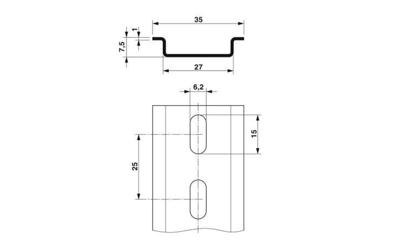 Phoenix Contact Tragschiene gelocht 500 mm, 35/7.5 stahl verzinkt, silber