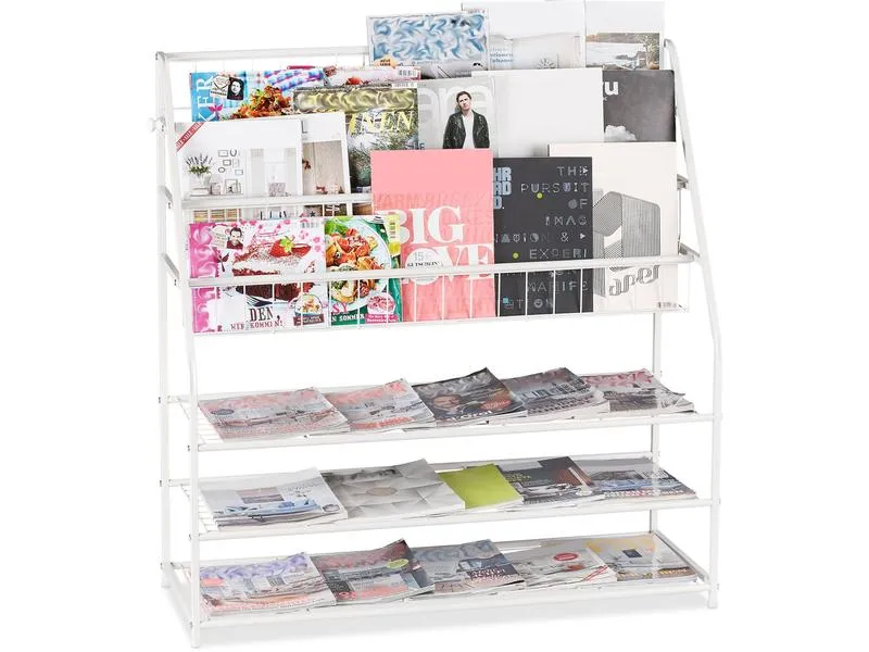 relaxdays Zeitungsständer 96 x 97 x 37 cm Weiss relaxdays Zeitungsständer 96 x 97 x 37 cm Weiss