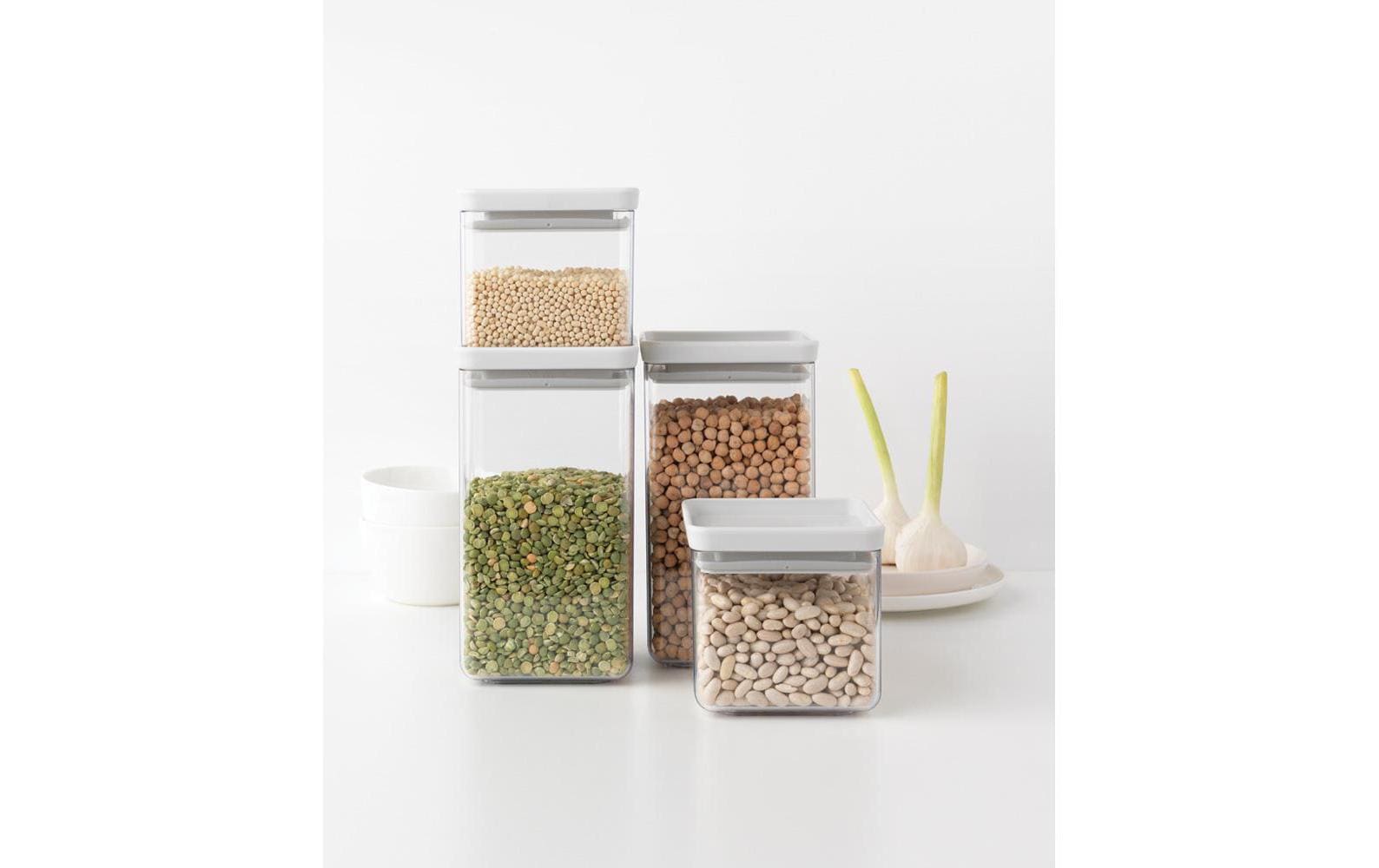 Brabantia Vorratsbehälter Tasty 4 Stück, 4.6 l, Transparent/Weiss