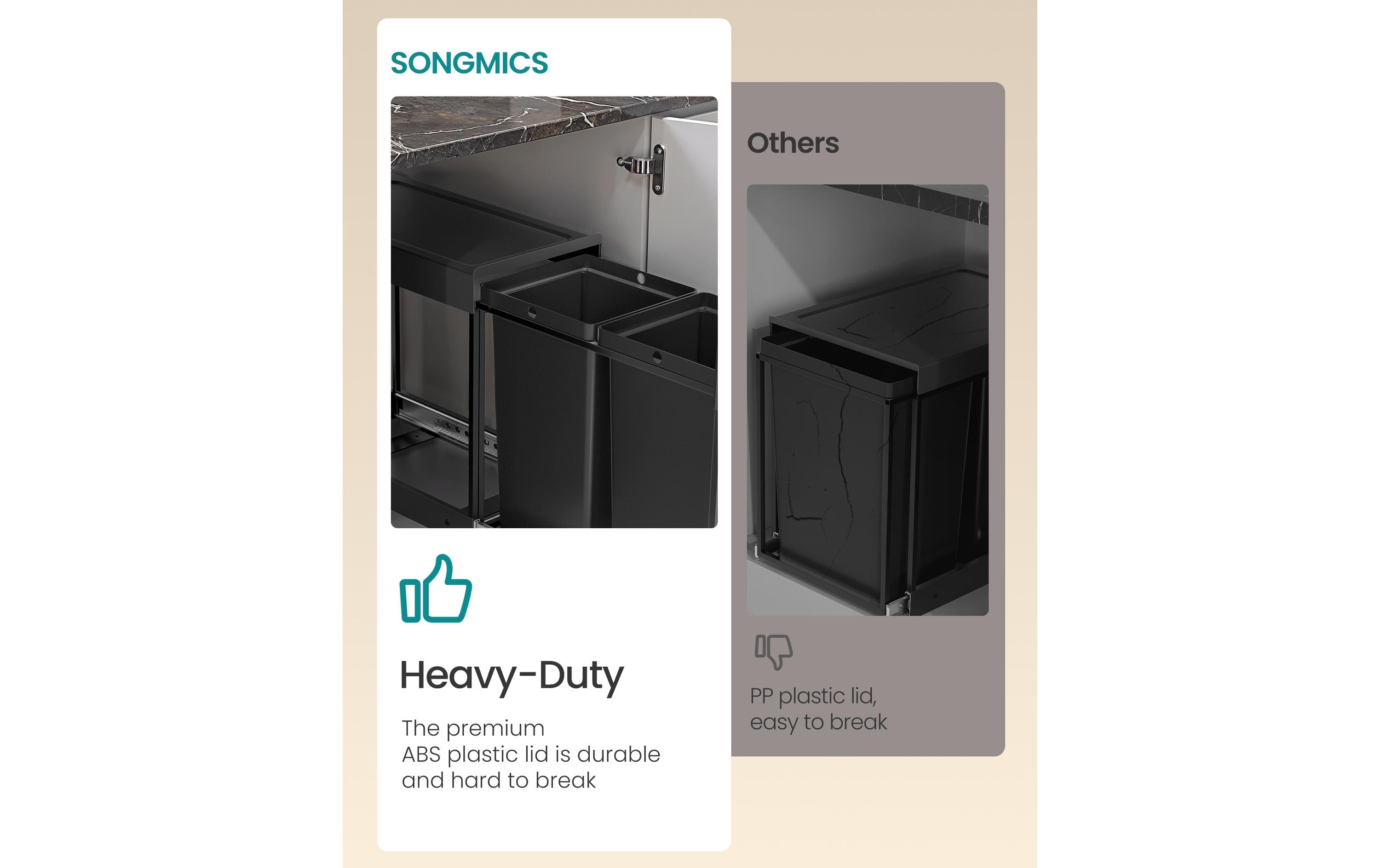 Songmics Mülltrennsystem 30 l, Schwarz