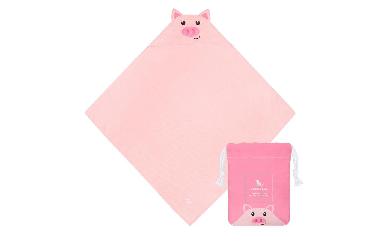Dock & Bay Baby-Kapuzentuch Pig 75 x 75 cm, Rosa