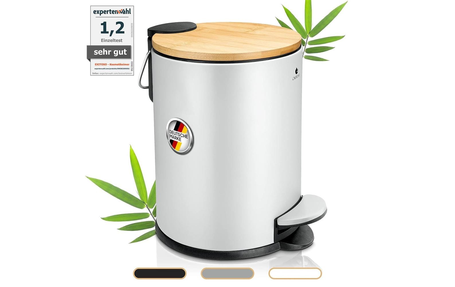 Exitoso Tretmülleimer mit Softclose-Deckel 3 l, Weiss