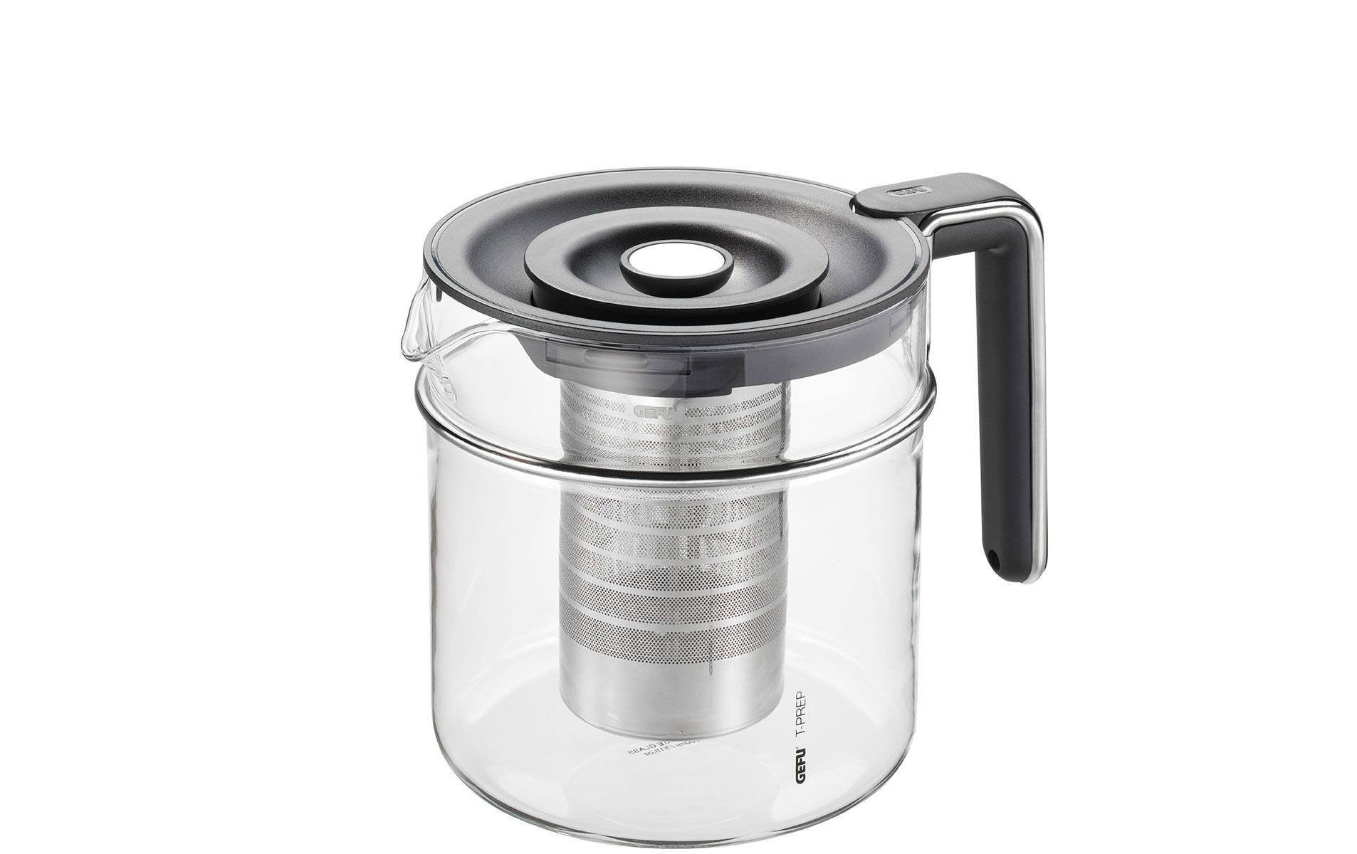 GEFU Teekanne T-Prep 1.5 l, Schwarz/Silber/Transparent