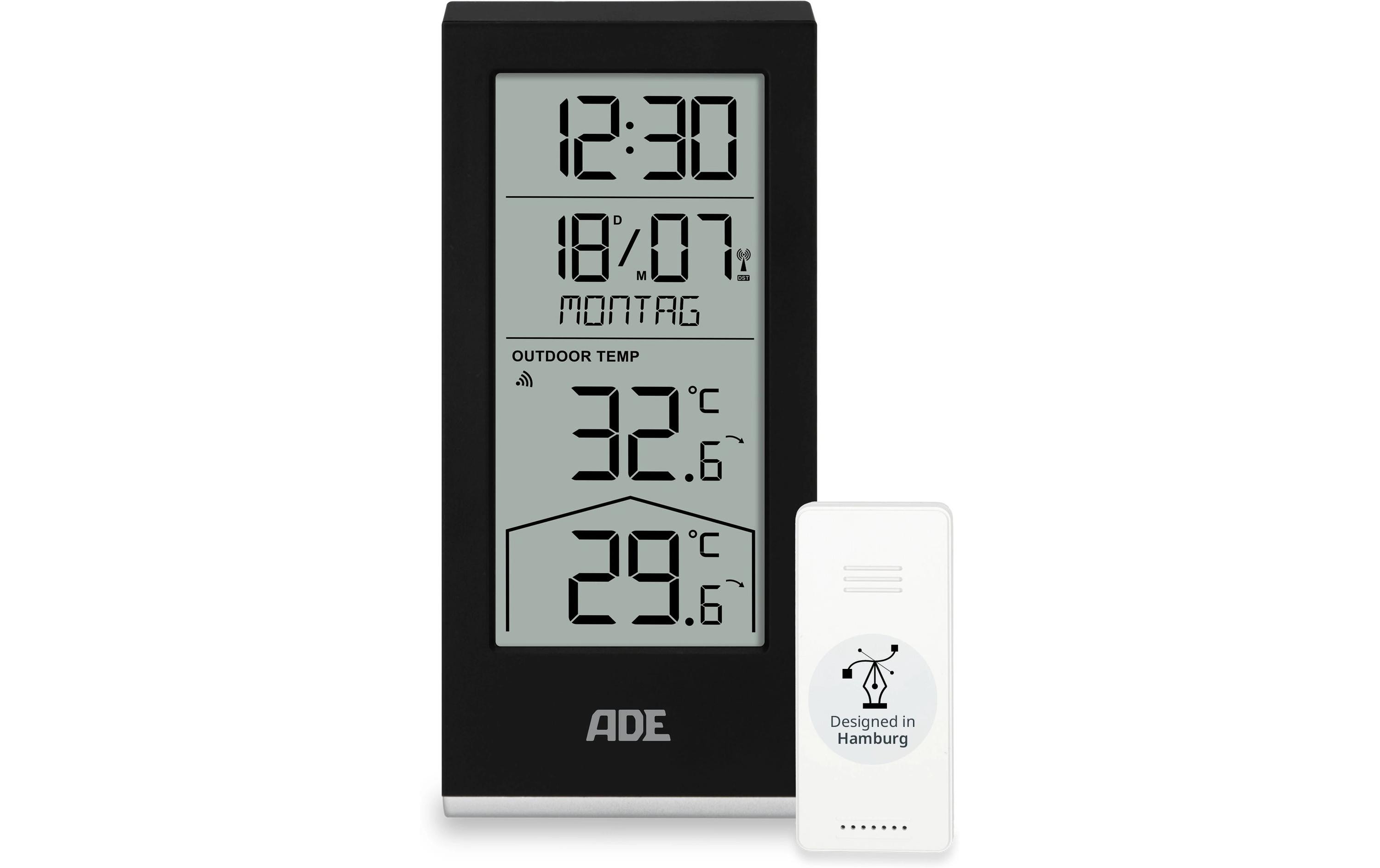 ADE Wetterstation mit Funk-Aussensensor Schwarz ADE Wetterstation mit Funk-Aussensensor Schwarz