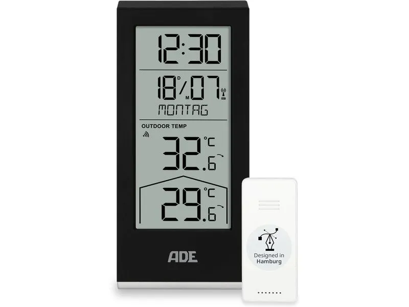 ADE Wetterstation mit Funk-Aussensensor Schwarz