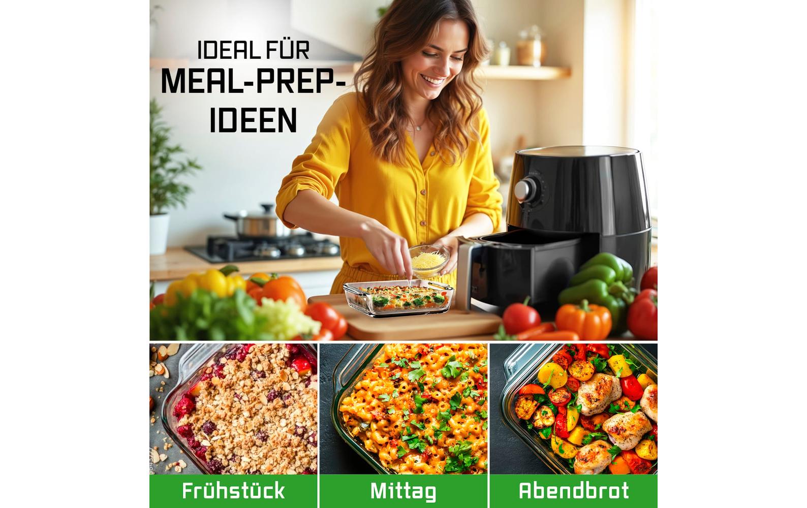 GOURMETmaxx Auflaufform Eckig, Transparent, 800 ml