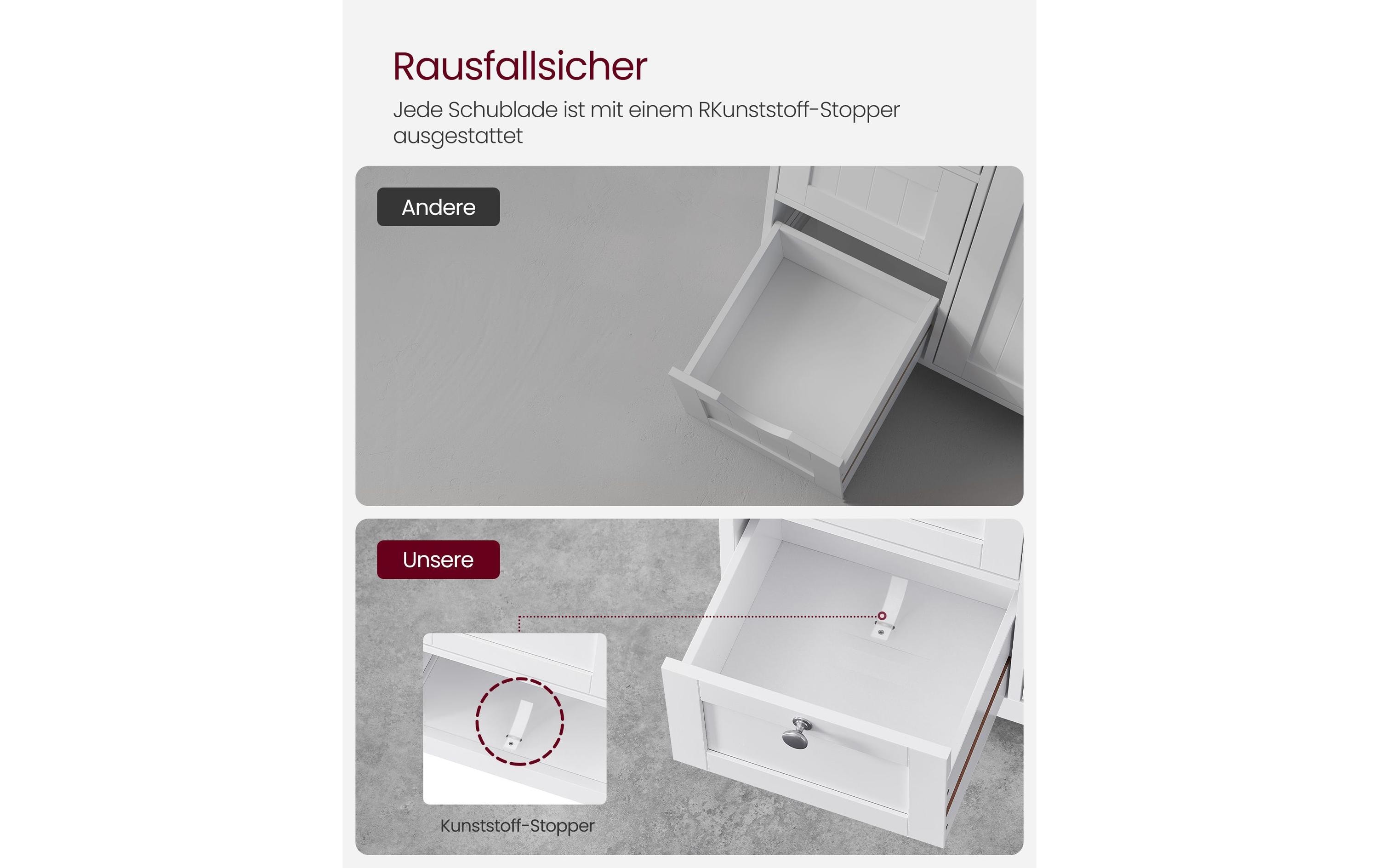 VASAGLE Kommode Floor Cabinet, MDF, 60 x 80 cm, Weiss