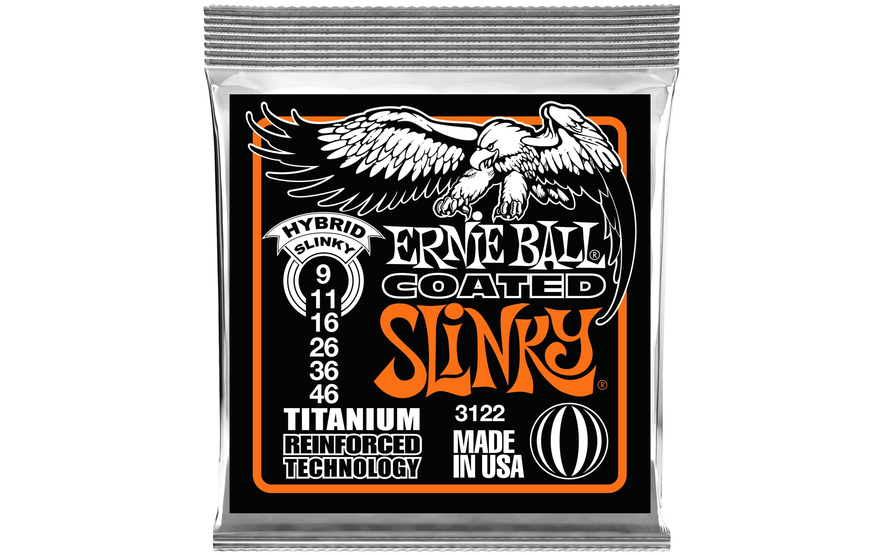 Ernie Ball Gitarrensaiten 3122 Slinky Coated Titanium – Hybrid 09-46
