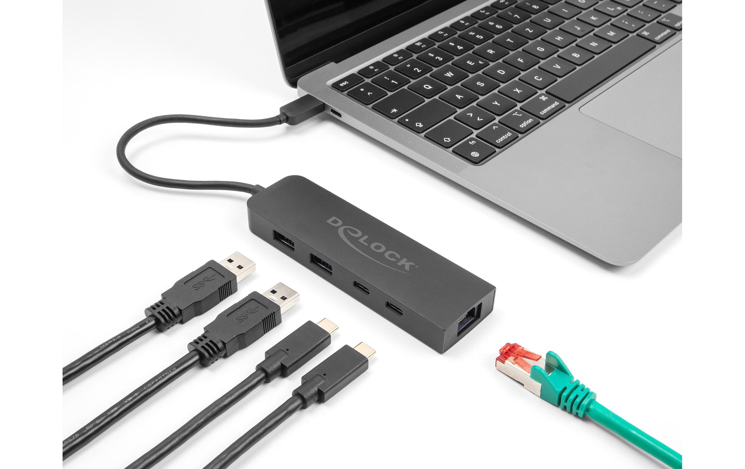Delock USB-Hub USB A/USB C mit 2.5 Gigabit LAN