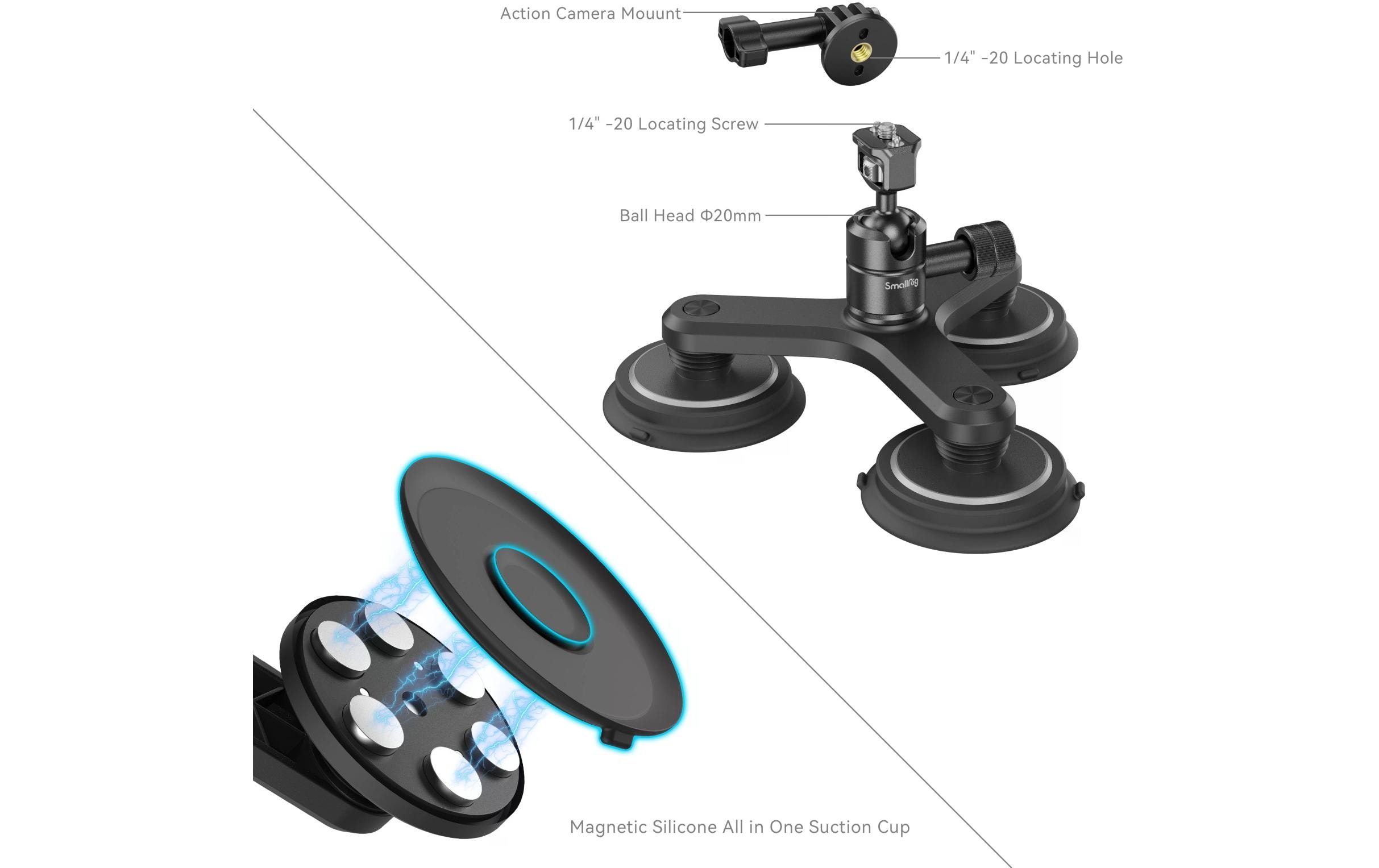Smallrig Saugnapfhalterung Triple Magnetic Smallrig Saugnapfhalterung Triple Magnetic