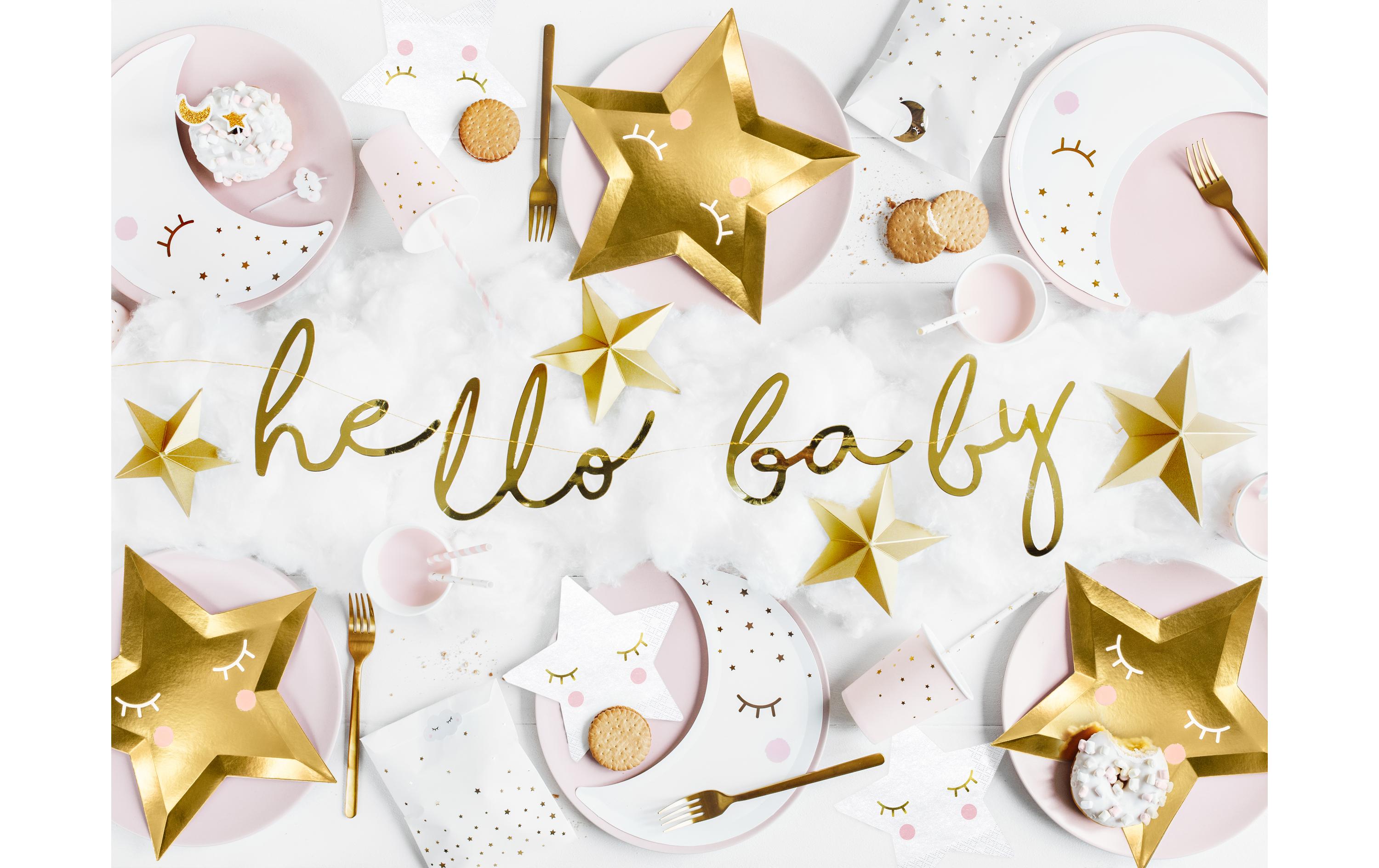 Partydeco Girlande Hello Baby 0.7 m, Gold