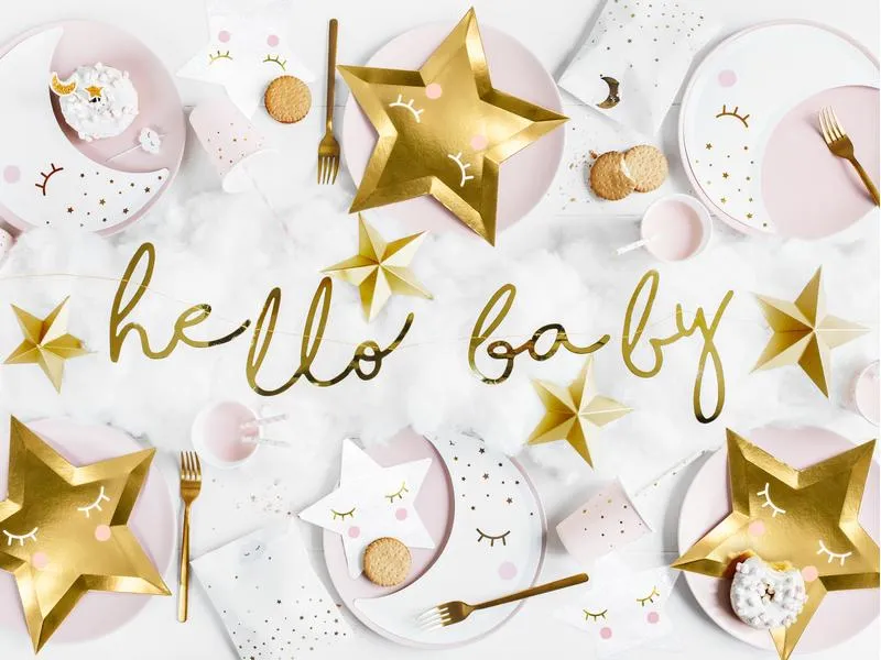Partydeco Girlande Hello Baby 0.7 m, Gold