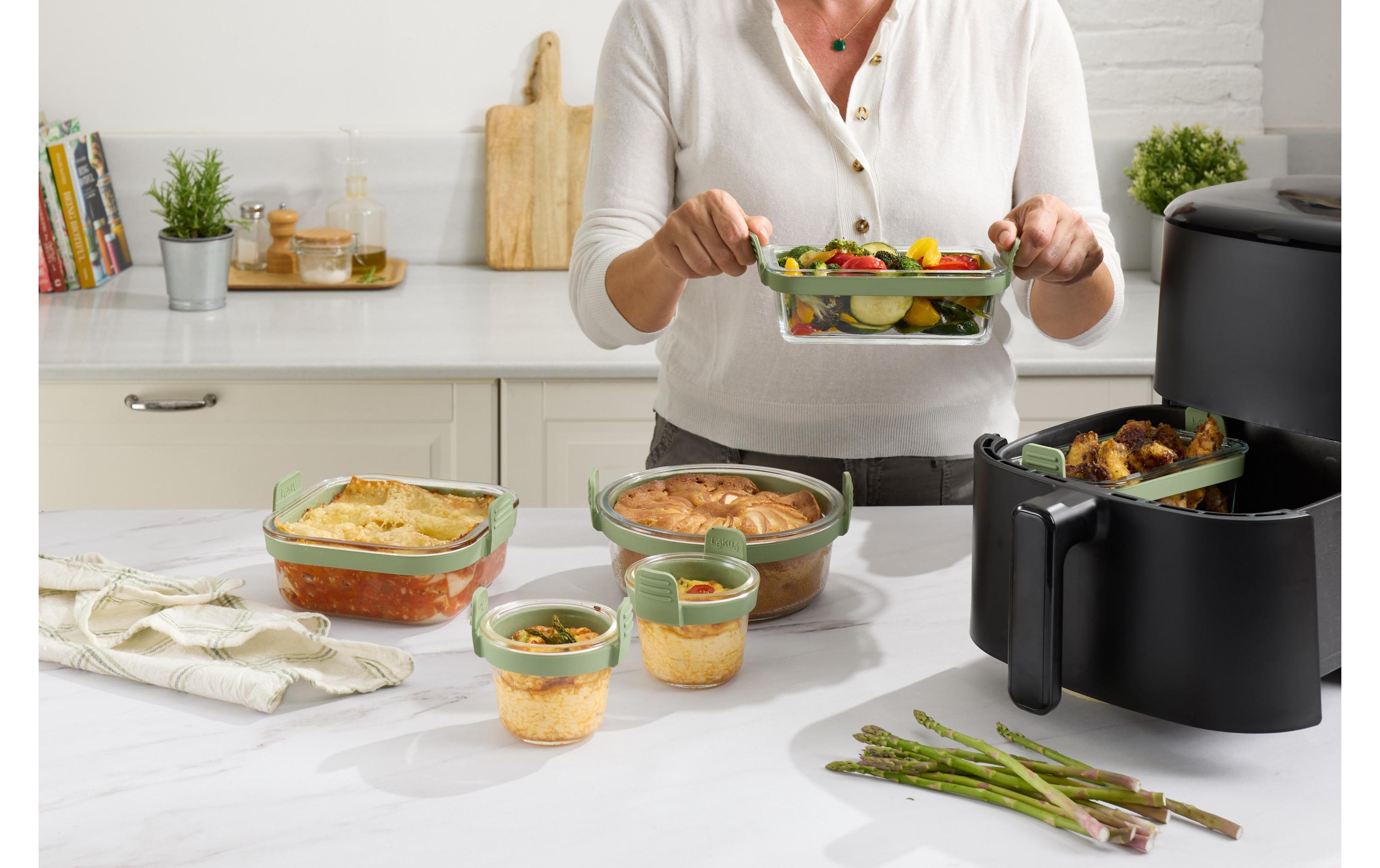Lékué Backeinsatz Glasbehälter für Air Fryer Rechteckig, 2 Stück