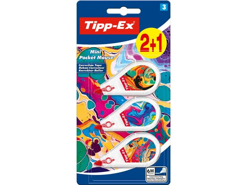 Tipp-Ex Korrekturroller Mini Pocket Mouse Decors 6 m x 5 mm, 3 Stk Tipp-Ex Korrekturroller Mini Pocket Mouse Decors 6 m x 5 mm, 3 Stk